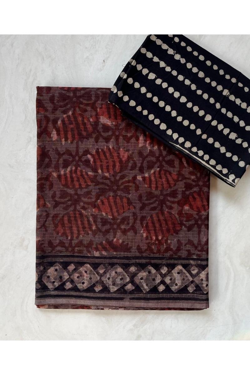 Authentic Raj Kalamkari print kota cotton sarees - hand-painted artistry from Rajasthan