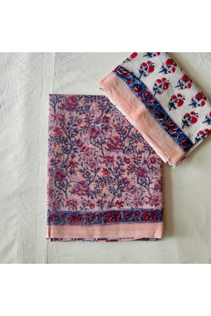 Authentic Raj Kota cotton sarees with pink floral designs - elegant patterns wholesale