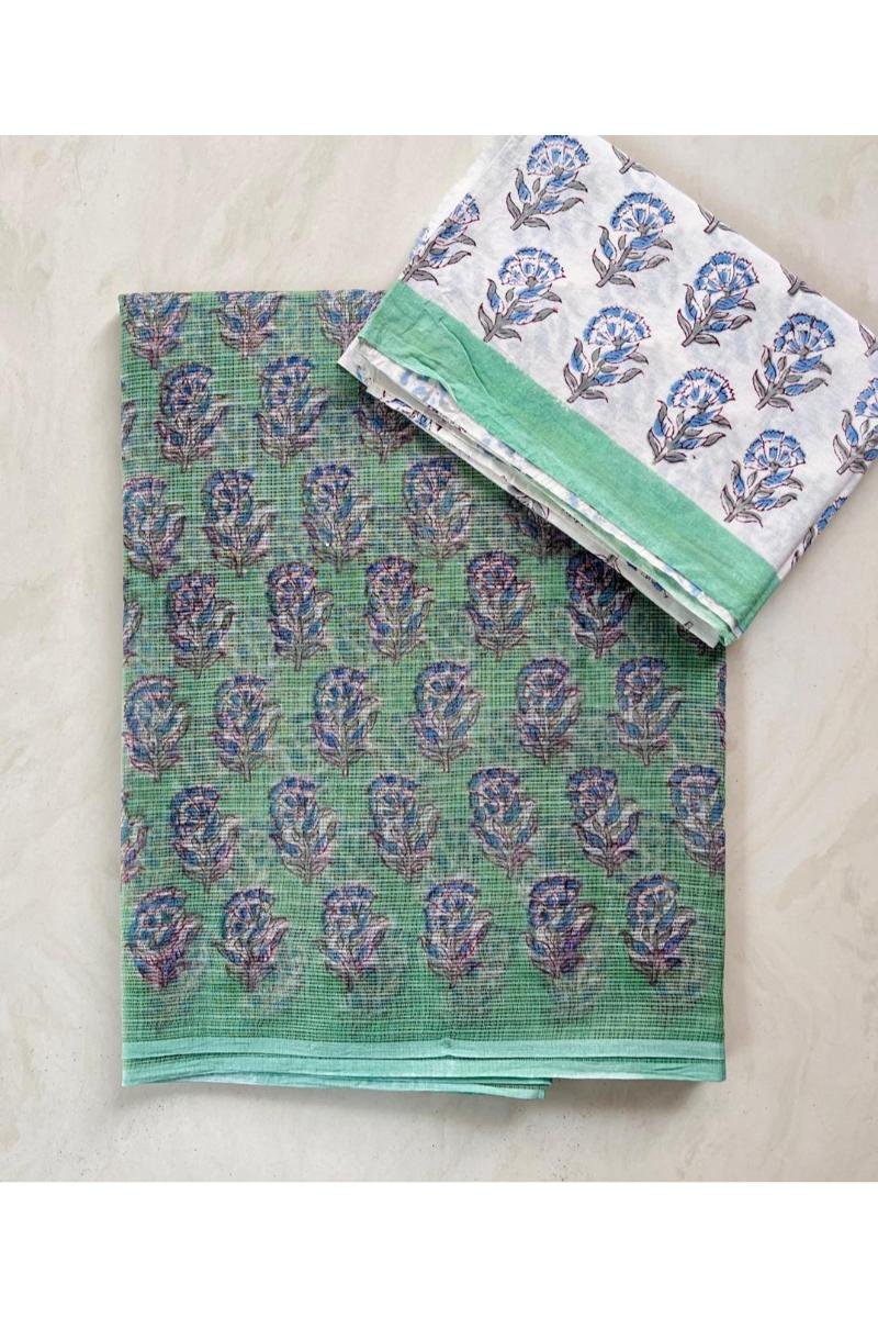 Authentic Raj Pigment floral print kota cotton sarees - vibrant eco-friendly colors wholesale