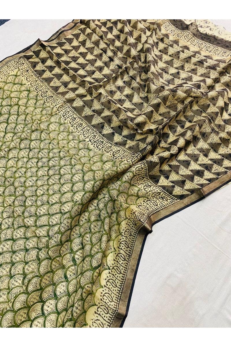 Authentic Raj Traditional hand-block printed kota silk sarees - premium quality from Rajasthan