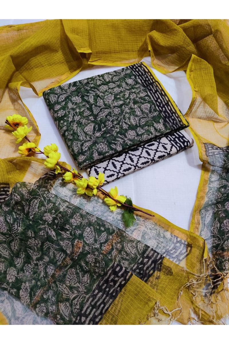 Hand Block Printed Full Kota Doria Suits
